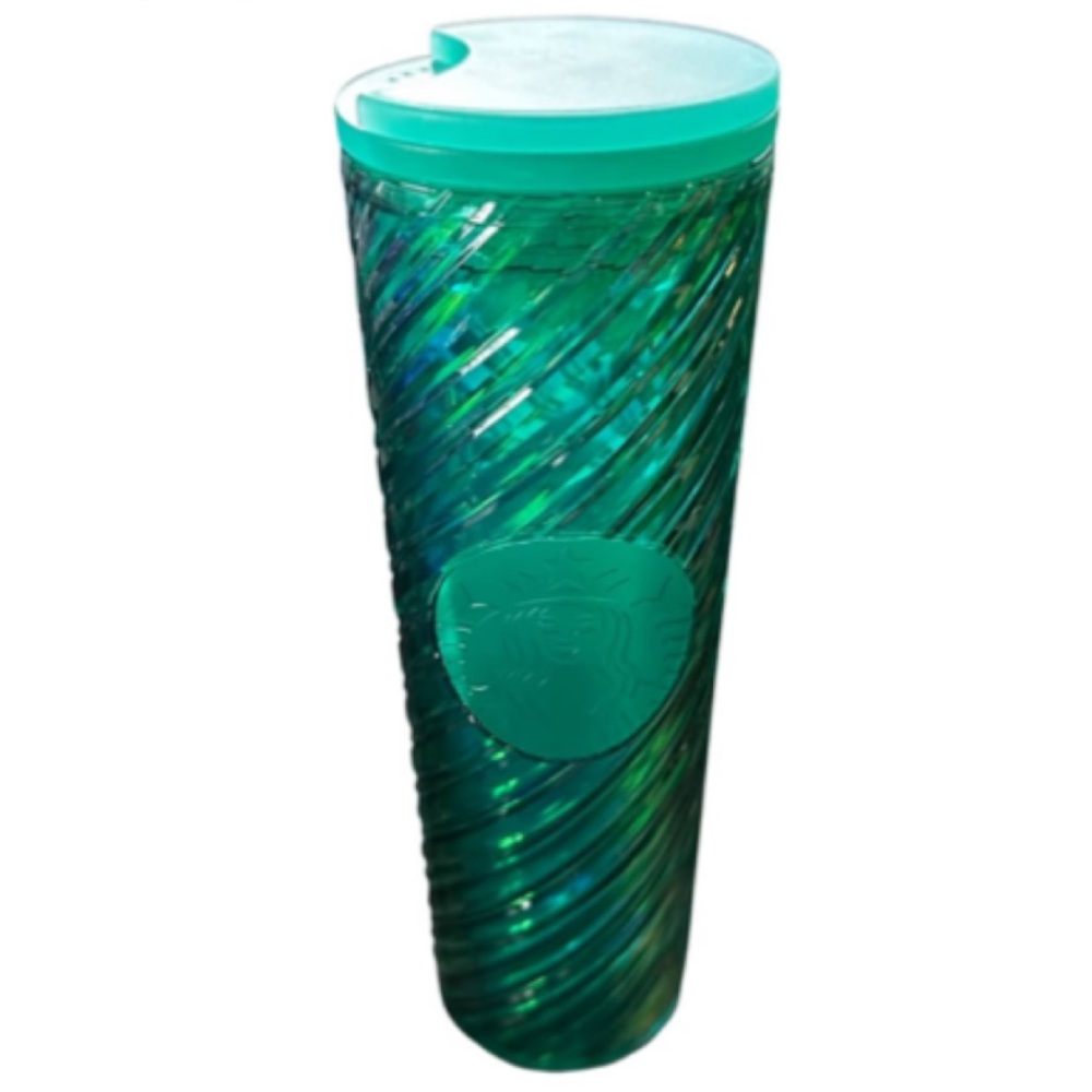 NWT Starbucks 2022 Green Candy Cane Swirl Holiday Acrylic Tumbler 16 oz